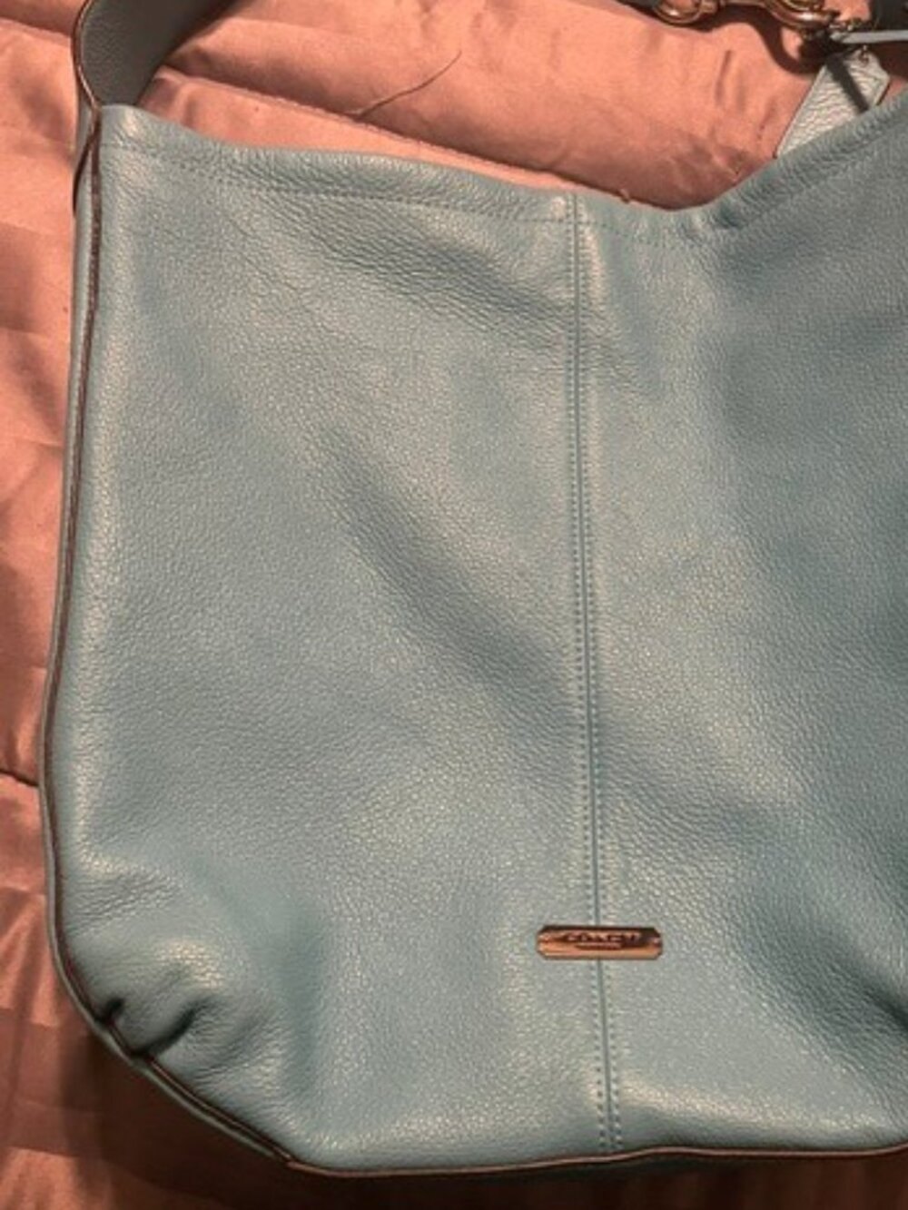 COACH Avery Aqua Pebbled Leather Large Hobo Shoulder Bag F23309 EUC
